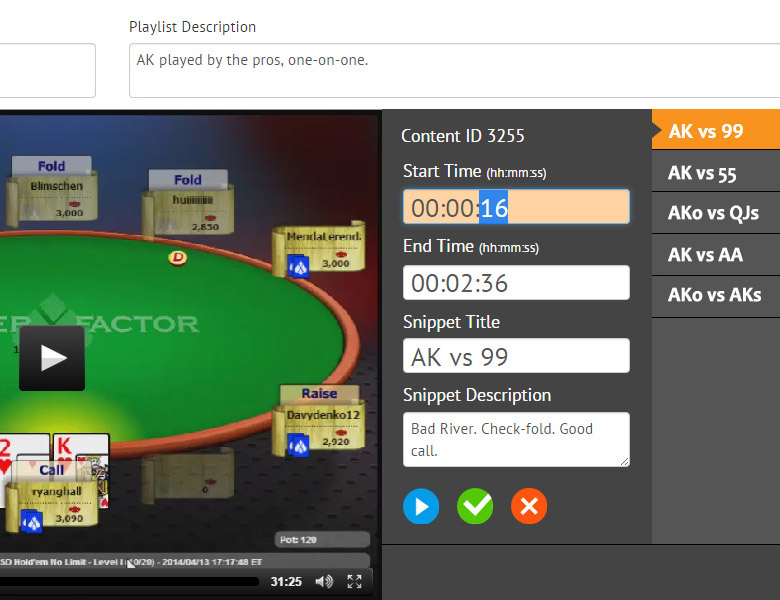 PokerXFactor Playlist Editor: Web App - Front-end Development